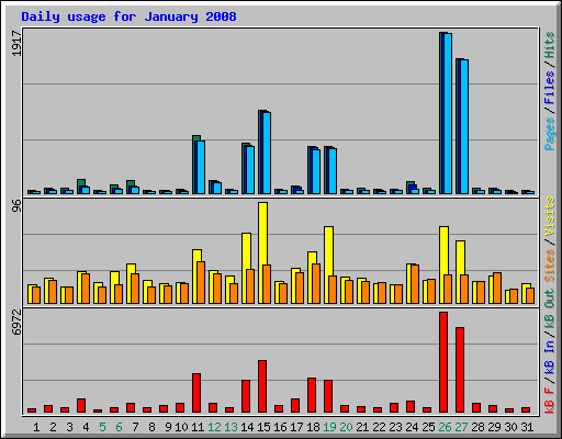 Daily usage for January 2008