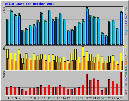 Daily usage for October 2013