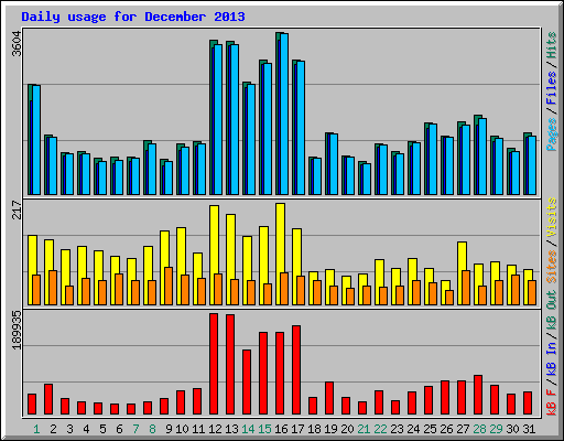 Daily usage for December 2013