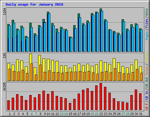 Daily usage for January 2018