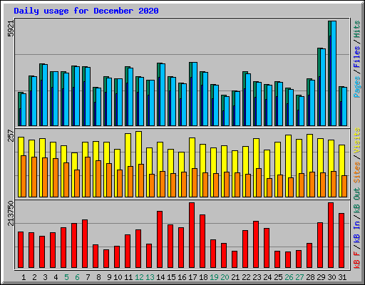 Daily usage for December 2020