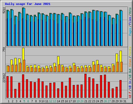 Daily usage for June 2021