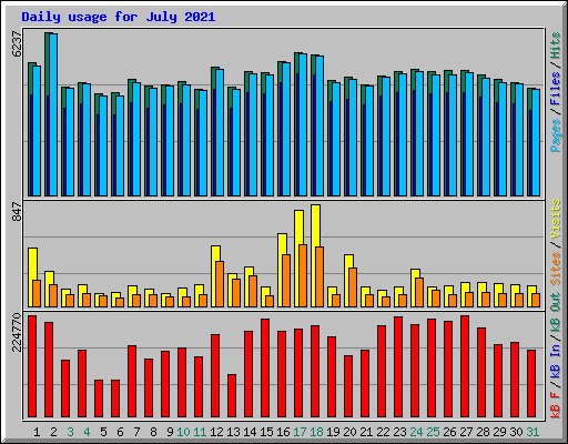 Daily usage for July 2021