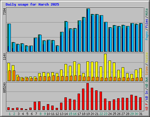 Daily usage for March 2025