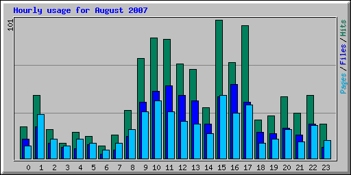 Hourly usage for August 2007