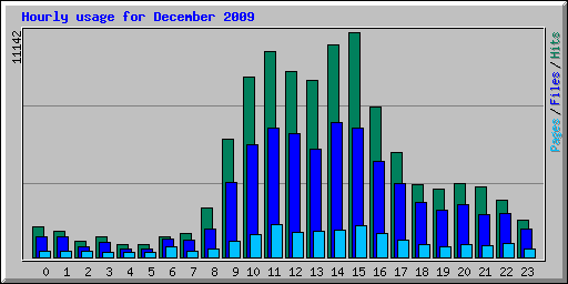 Hourly usage for December 2009