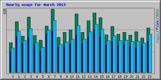 Hourly usage for March 2013