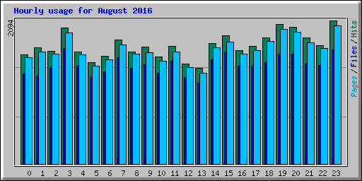 Hourly usage for August 2016