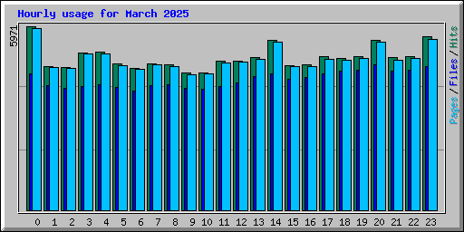 Hourly usage for March 2025